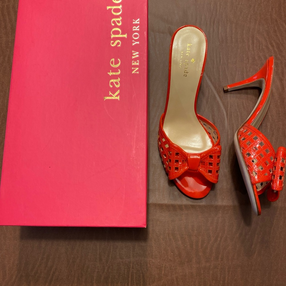 Kate Spade Patent Orange Heels NWOT